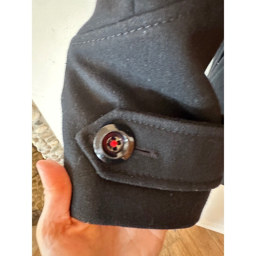 Vintage Miss Sixty M60 Black Wool Blend Peacoat Red Satin Lining Gothic Y2K XL - Picture 6 of 16
